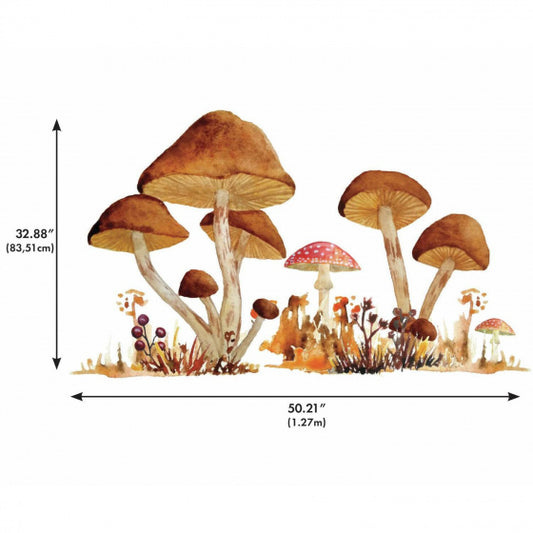 wandaufkleber Mushroom junior 83,51 x 127 cm braun
