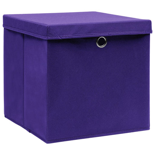 Aufbewahrungsboxen mit Deckel 10 Stk. Lila 32×32×32 cm Stoff